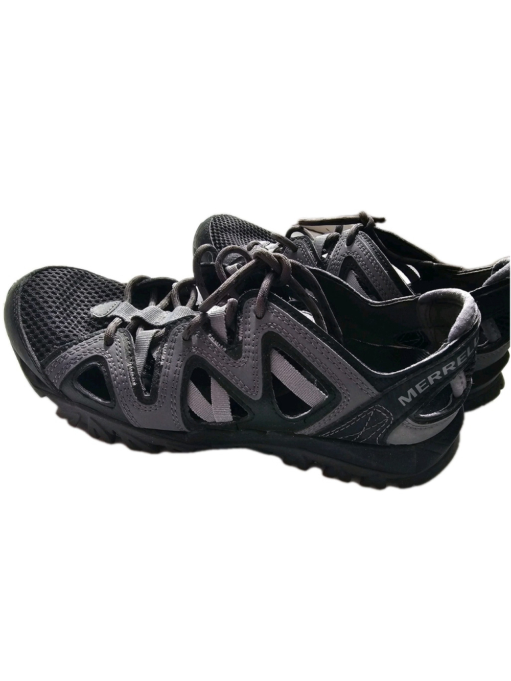 Merrell Hiking Trail Shoes Gray Black Mesh Lace Up Outdoor Walking Womens Size 7 - Picture 9 of 14